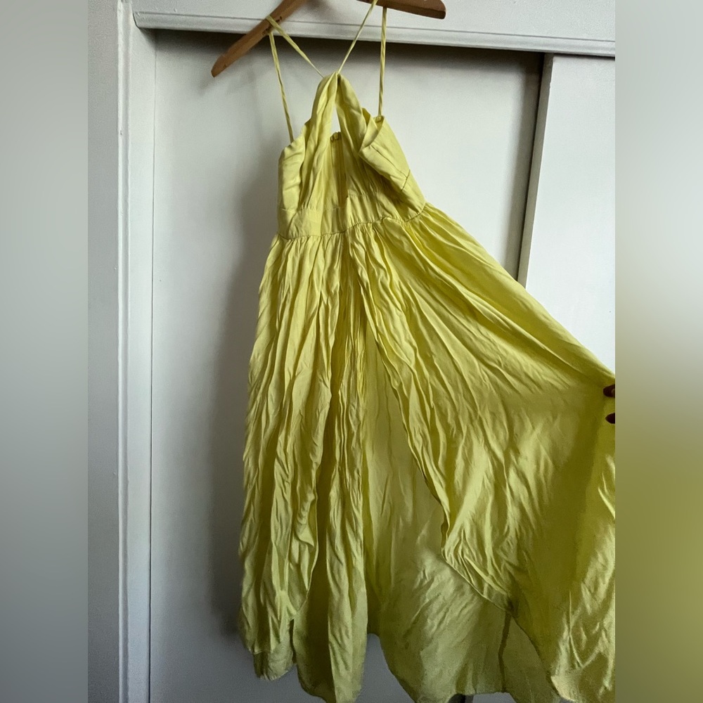 Yellow Criss Cross High Slit Dress